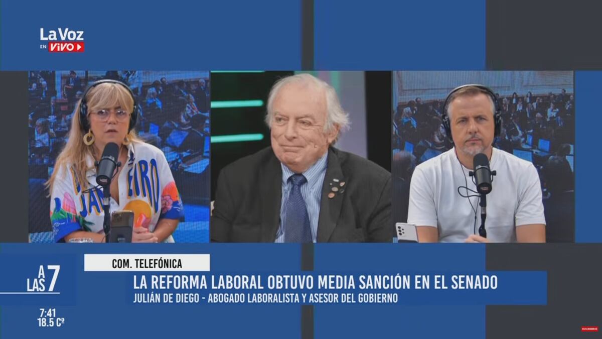 Julian De Diego, laboralista y asesor del Gobierno nacional, en diálogo con La Voz en Vivo.