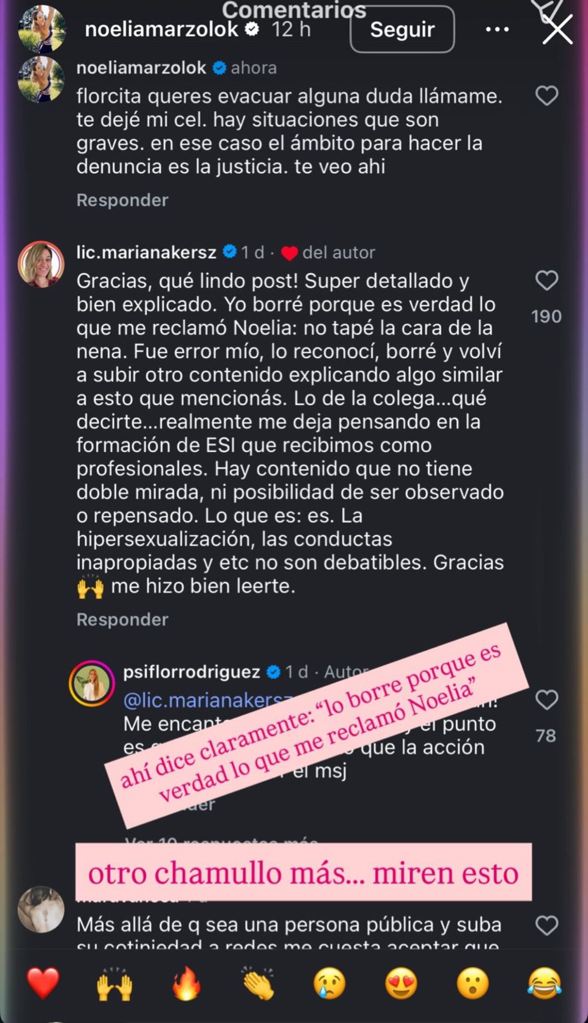 Noelia Marzol y su cruce con una psicóloga