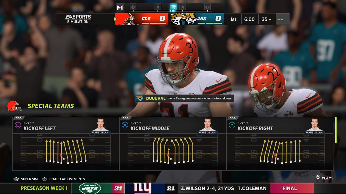 Captura de imagen del videojuego Madden NFL 22.