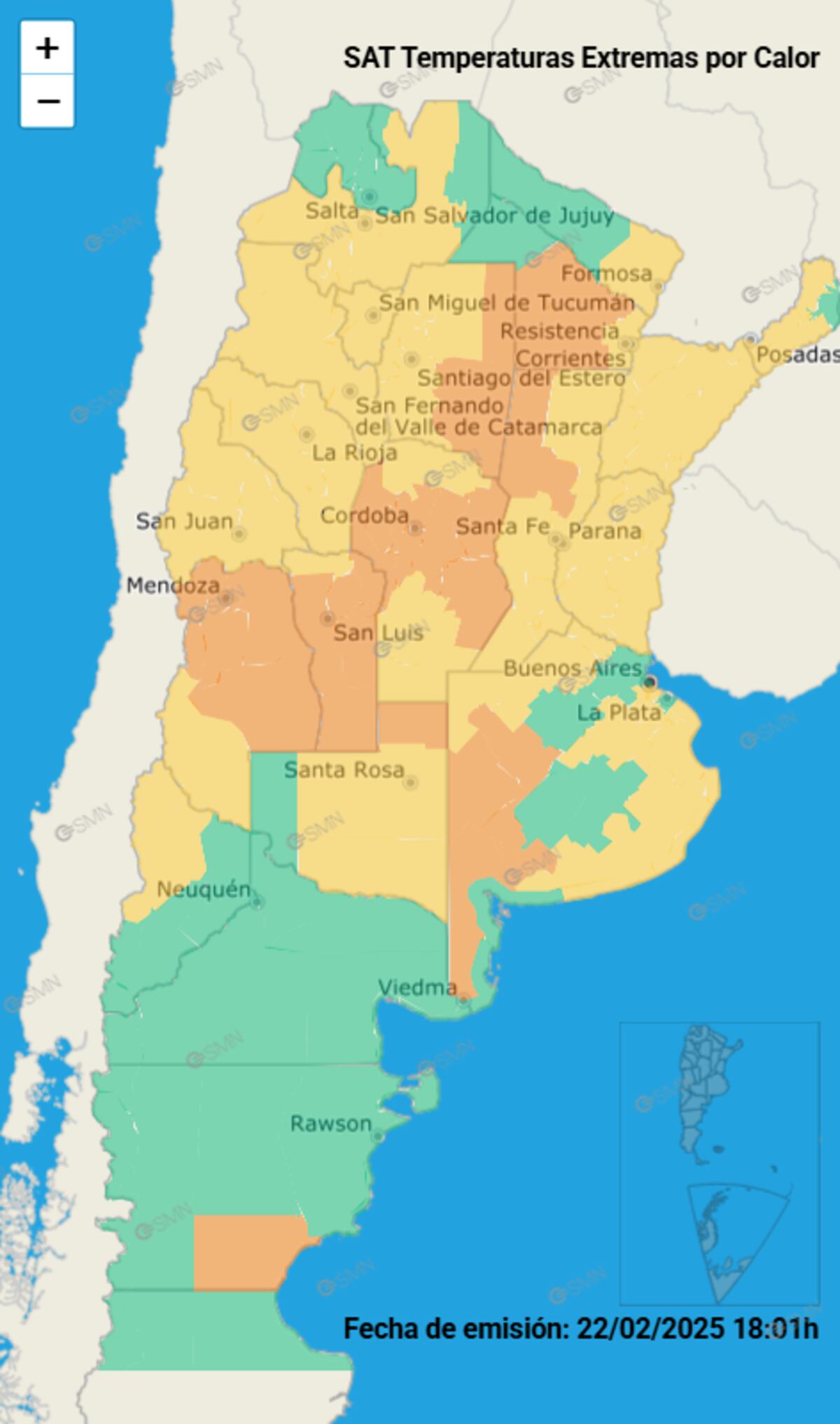 Alerta por temperaturas extremas para este domingo 23 de enero. (SMN)