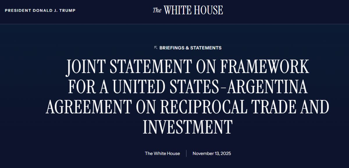 Estados Unidos anunció un amplio acuerdo comercial con Argentina. (Captura)