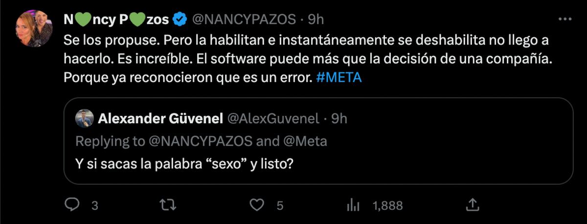 Nancy Pazos cuenta cuál fue su propuesta a Meta para que le devuelvan su cuenta de Instagram. (Foto: Captura de pantalla)