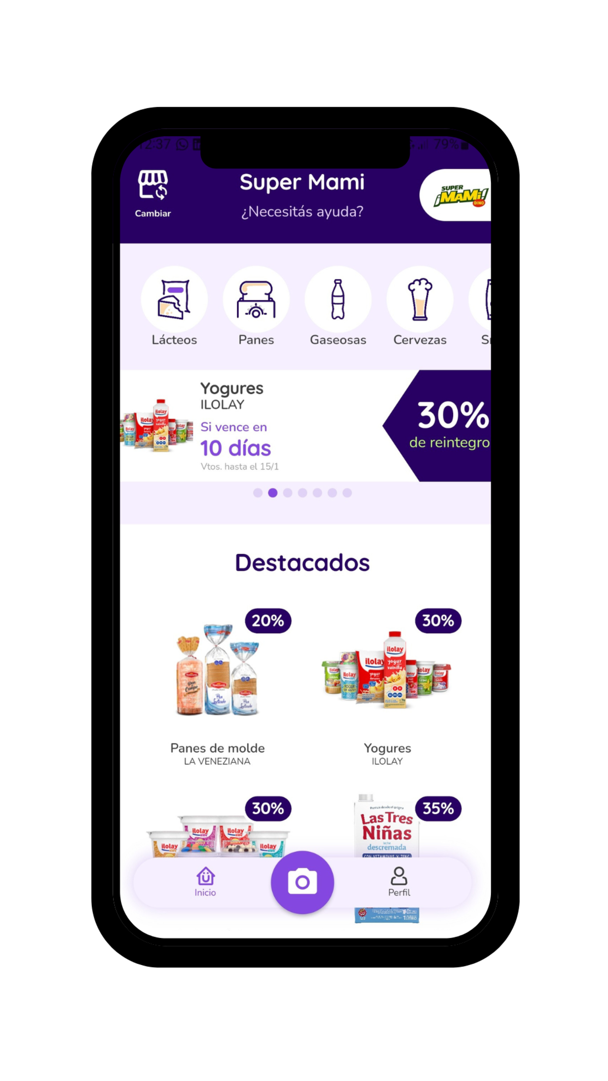 Al ingresar en Kigüi se pueden ver los alimentos disponibles junto con el descuento que se le aplica por rescatarlos.