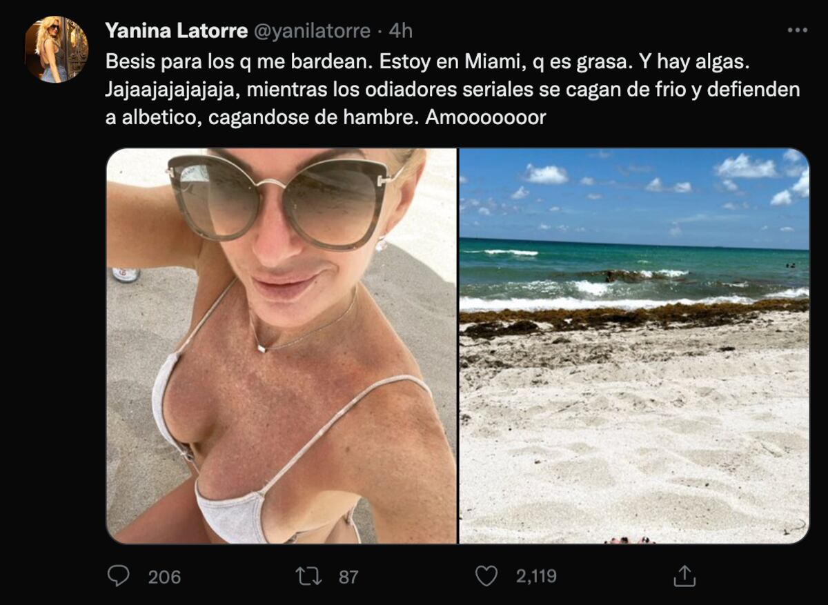 El tuit de Yanina Latorre contra quienes la critican