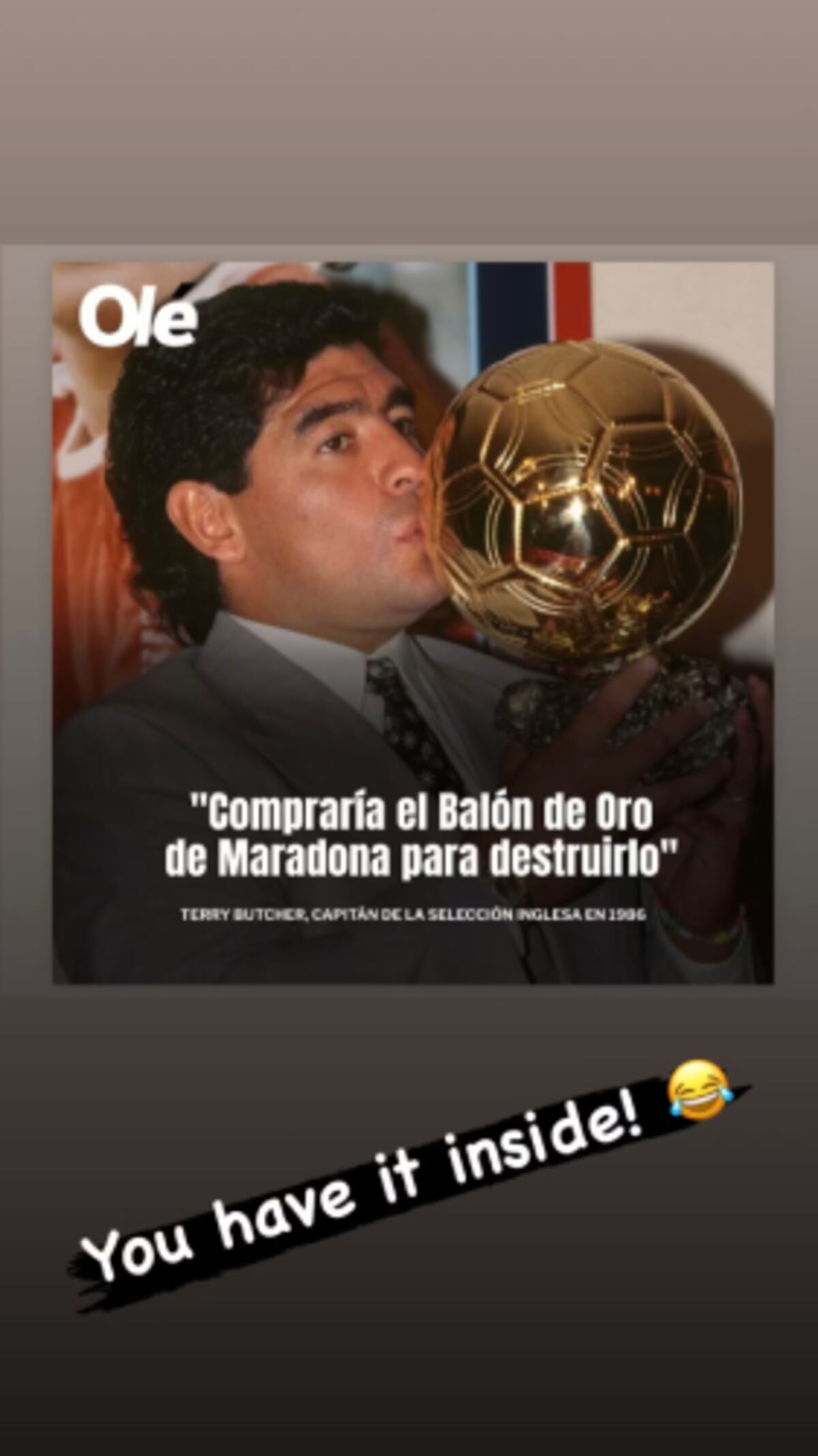 Dalma Maradona le respondió a Terry Butcher. (Captura)