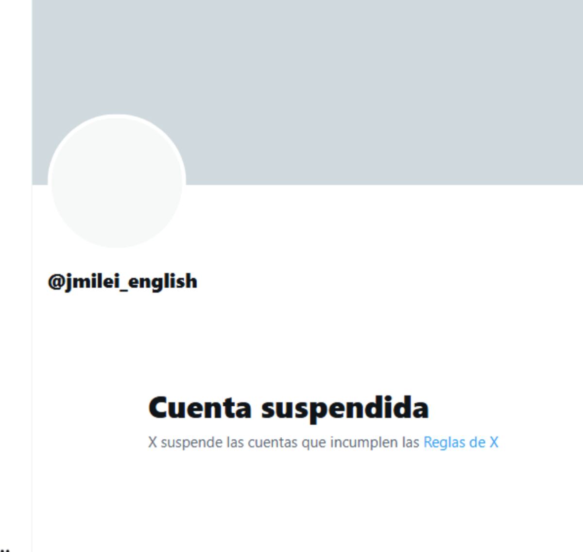 Así se ve a esta hora la cuenta de Milei en inglés en X.