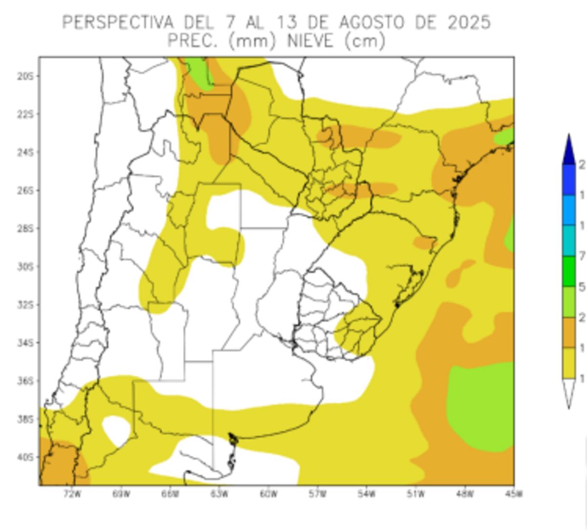 Precipitaciones del 7 al 13 de agosto.