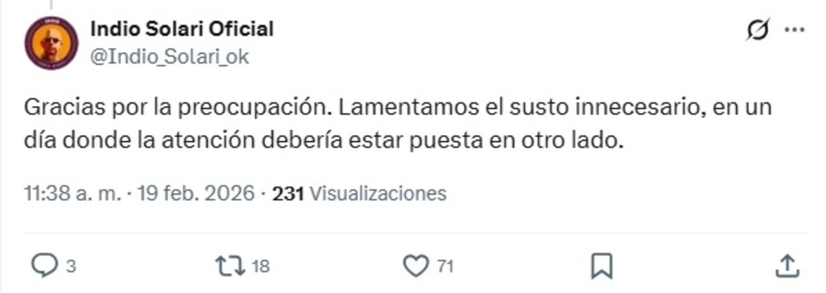 “El Indio” Solari desmintió haber sufrido un ACV (Captura de pantalla)