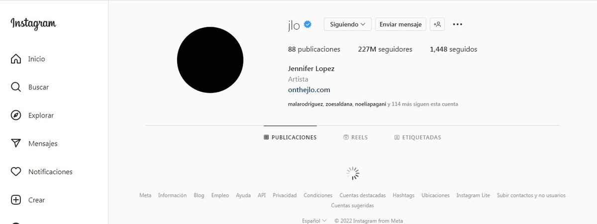 Así quedó el perfil de J Jo en Instagram. (Captura)