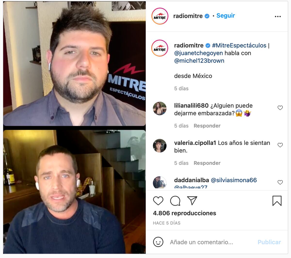Michel Brown en Mitre Live con Juan Etchegoyen.
