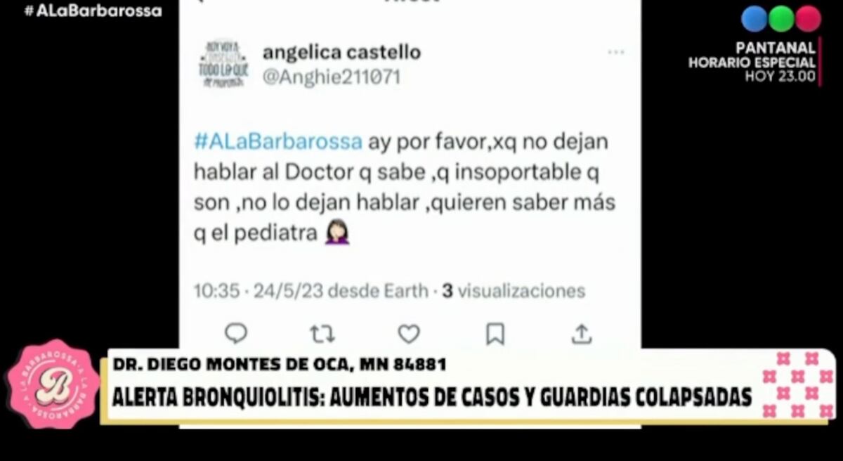 El mensaje que se filtró en A la Barbarossa que sería de parte de la producción del ciclo para el panel. (Foto: Captura de pantalla)