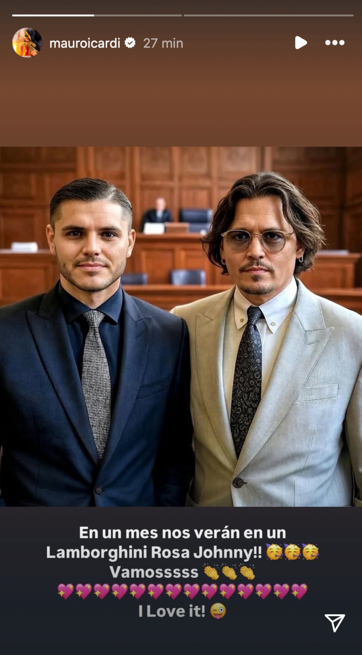 La respuesta de Mauro Icardi a la espectacular llegada de Wanda Nara a tribunales en un Lamborghini color chicle. (Foto: Captura de pantalla)