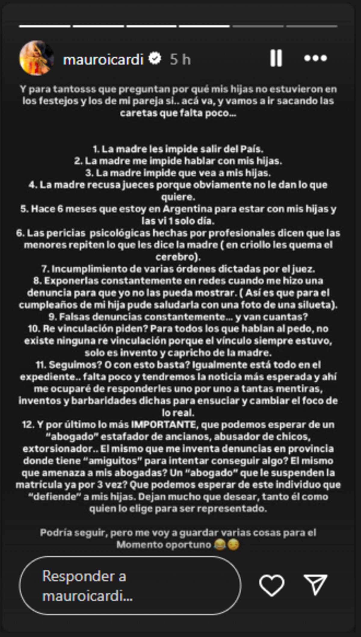 El descargo de Mauro Icardi contra Wanda Nara por sus hijas