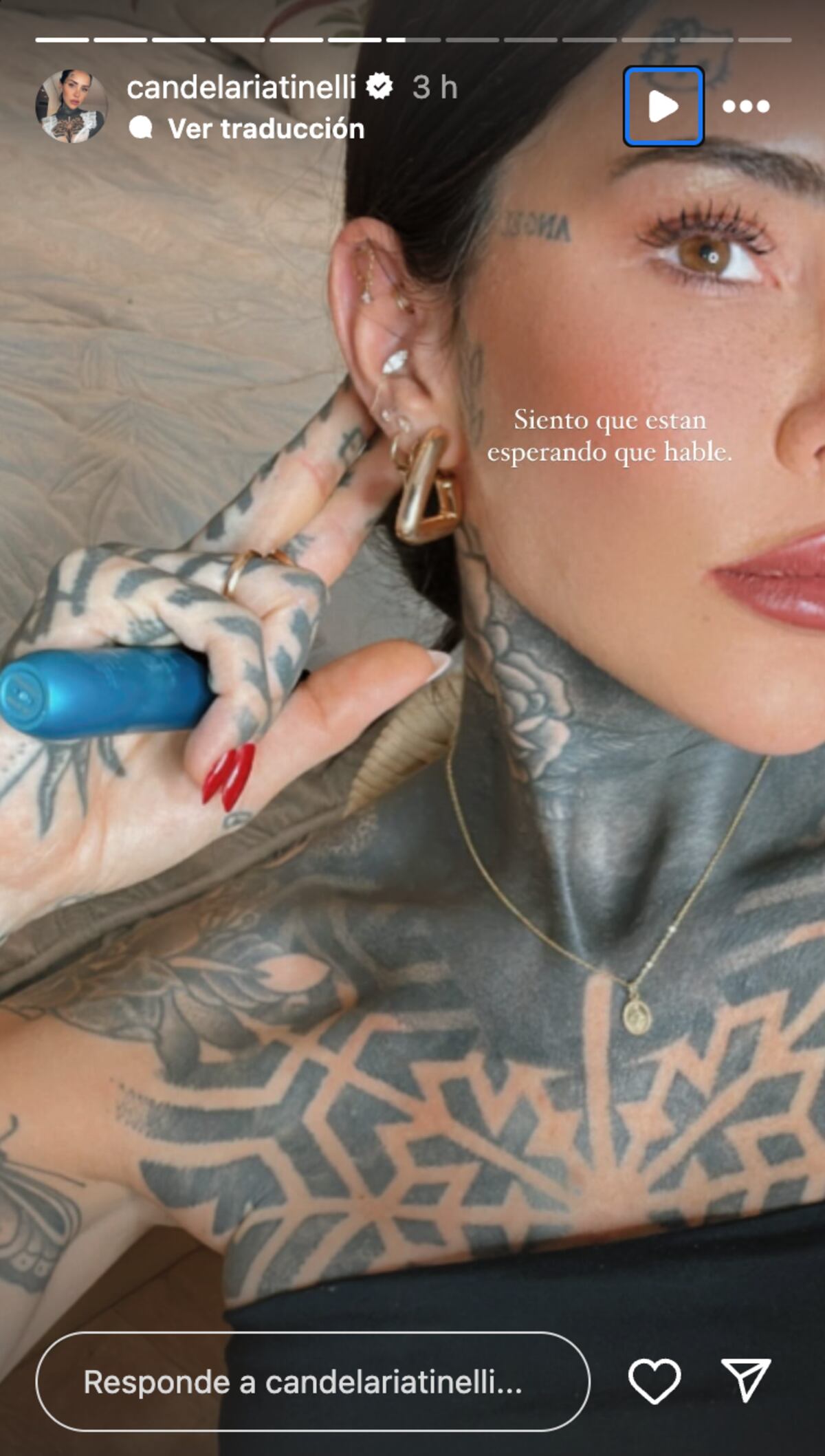 Las historias de Cande Tinelli sobre "Ángel", la canción de Tini que tilda a su padre de traidor. (Fotos: captura de pantalla)