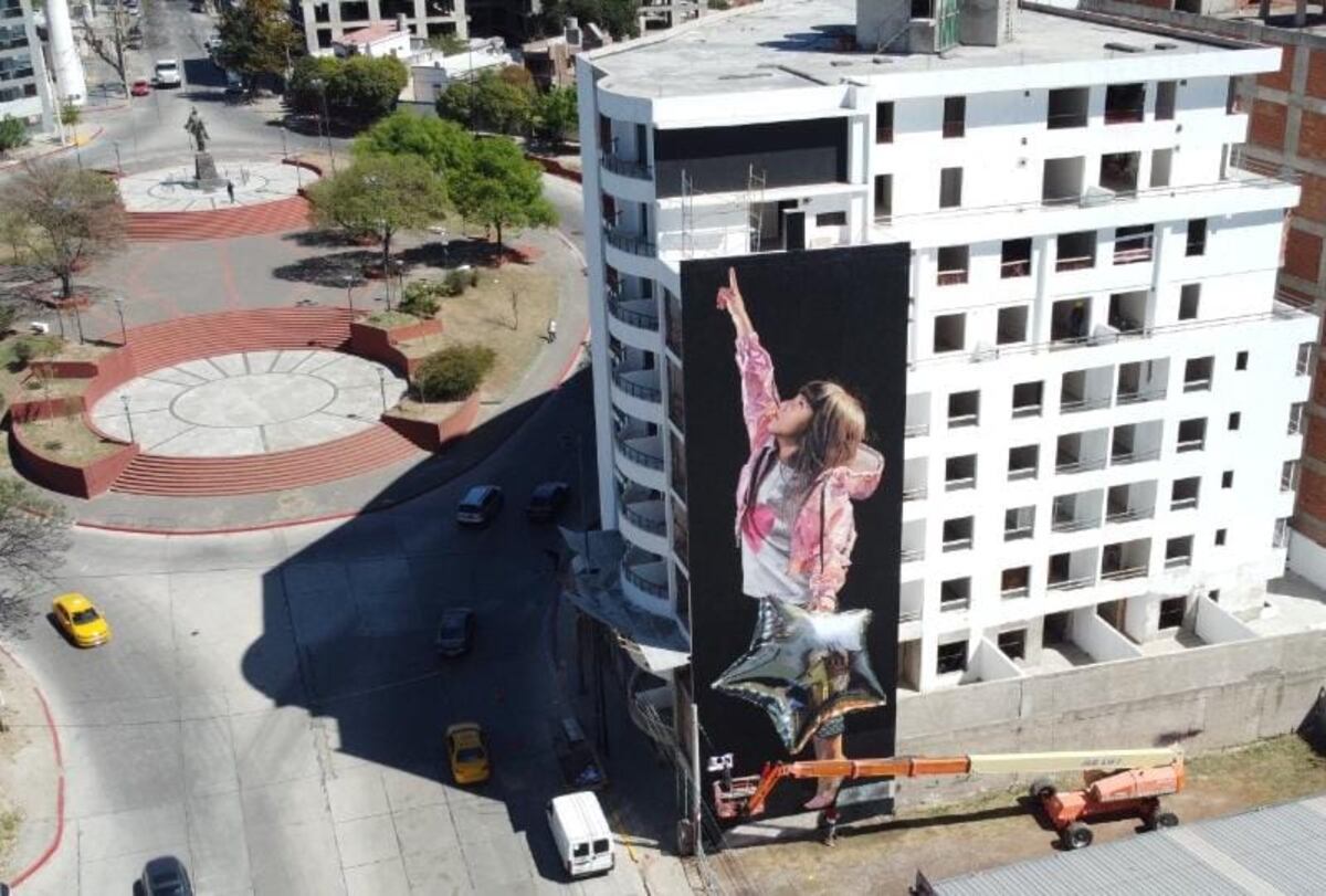 "Olivia mira el cielo, el mural tiene 30 metros de alto y 8 de ancho. (La Voz)