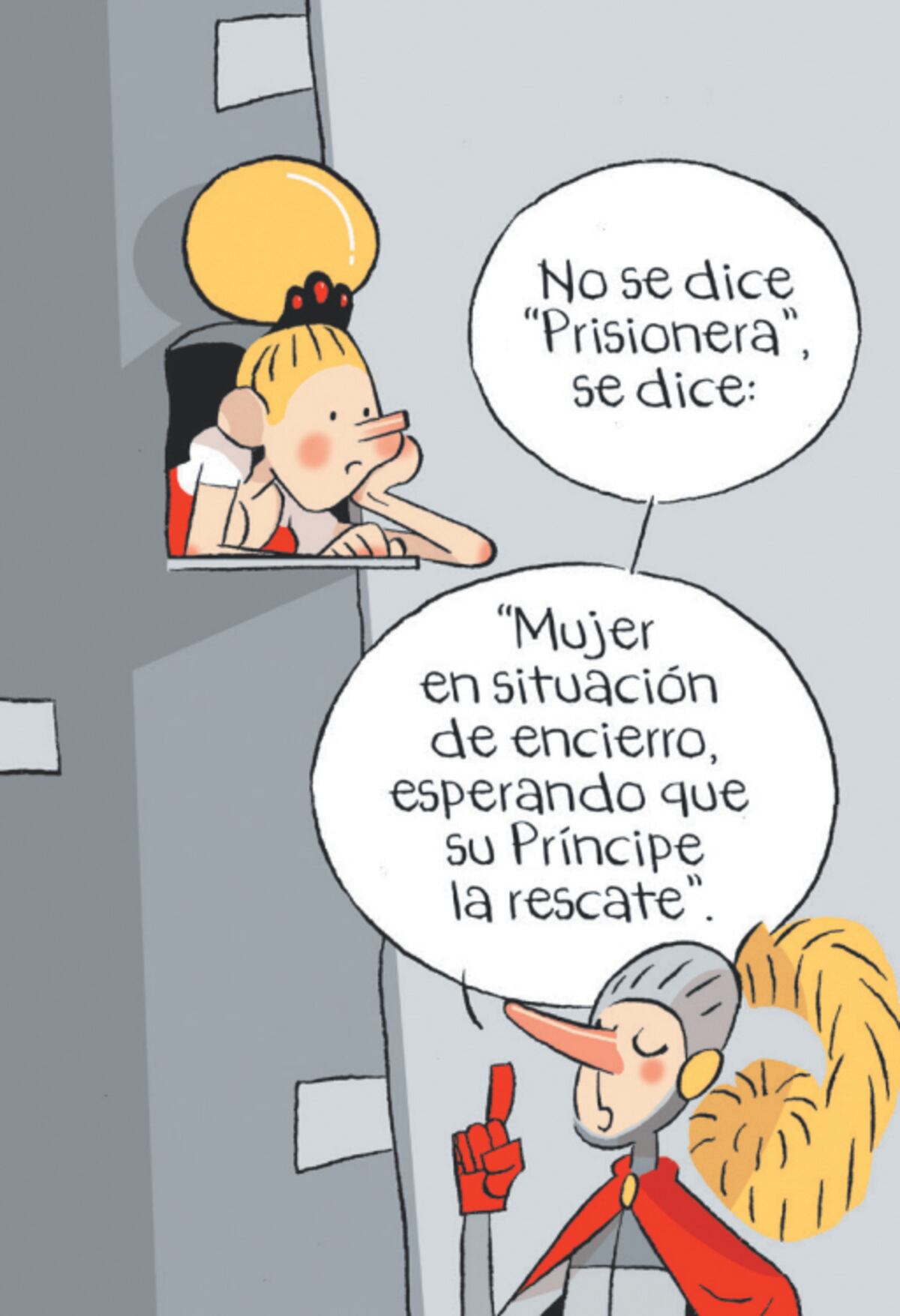 Viñeta de "La princesa en la torre", de Alejandra Lunik.