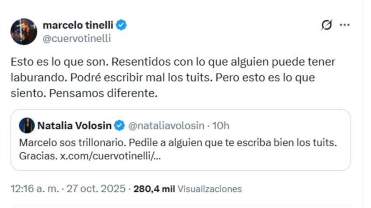 El ida y vuelta entre Marcelo Tinelli y Natalia Volosin. (Foto: Captura de pantalla)