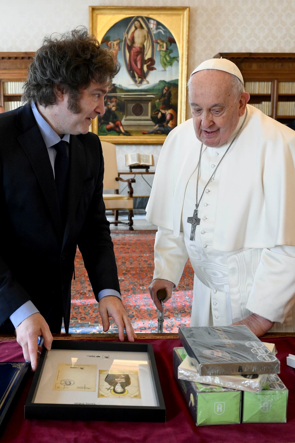 La audiencia entre Javier Milei y el papa Francisco (AP).