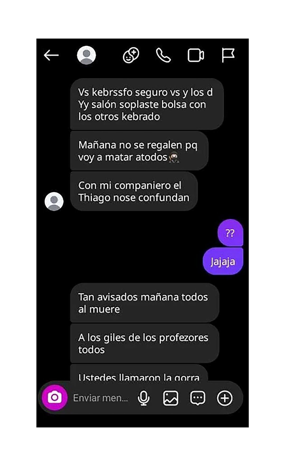 Amenazas en un colegio de Mar del Plata. (Gentileza)