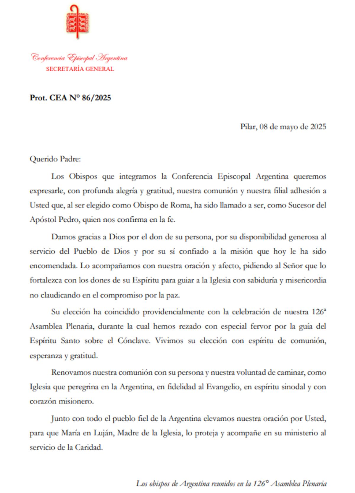 Carta al Papa León XIV.