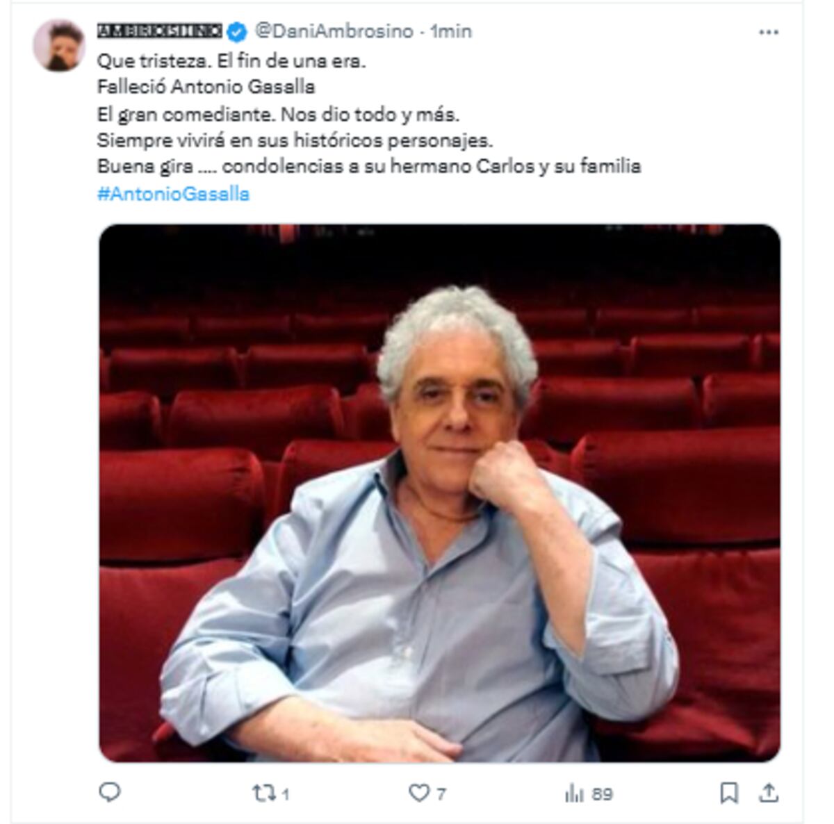 Los famosos despidieron a Antonio Gasalla. (Captura)