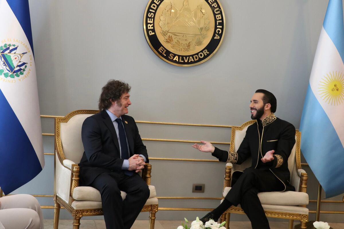 El encuentro entre Javier Milei y Nayib Bukele en El Salvador. (Gentileza)