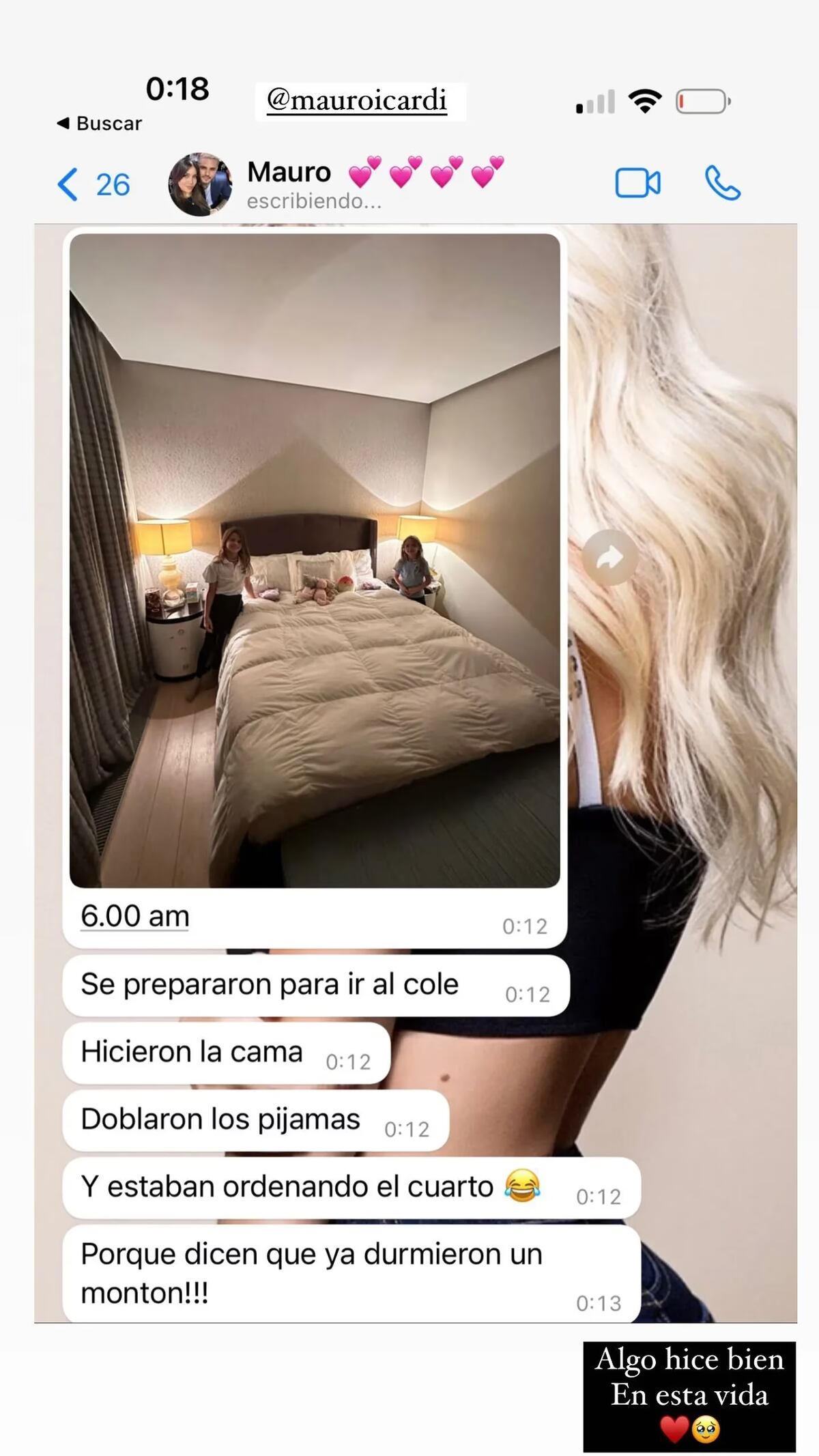 La foto que Wanda Nara compartió en sus historias para expresar el orgullo que siente por sus hijas.
