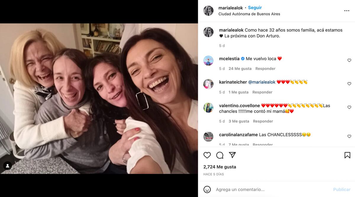 La foto que María Leal compartió en su Instagram.