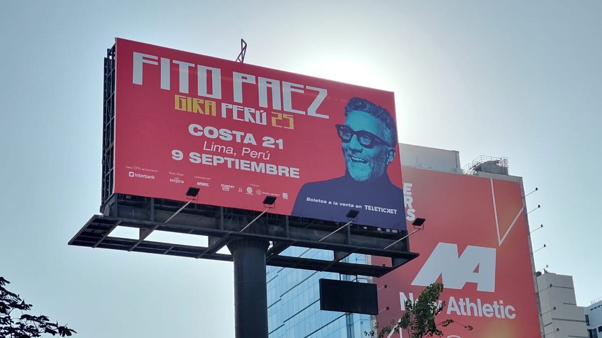 Aviso publicitario de Fito Páez en Lima, Perú. (La Voz)