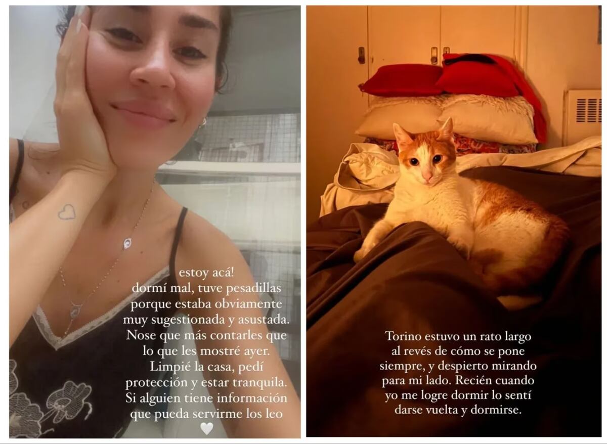 Jimena Barón y su gato Torino pasaron una mala noche. (Captura)