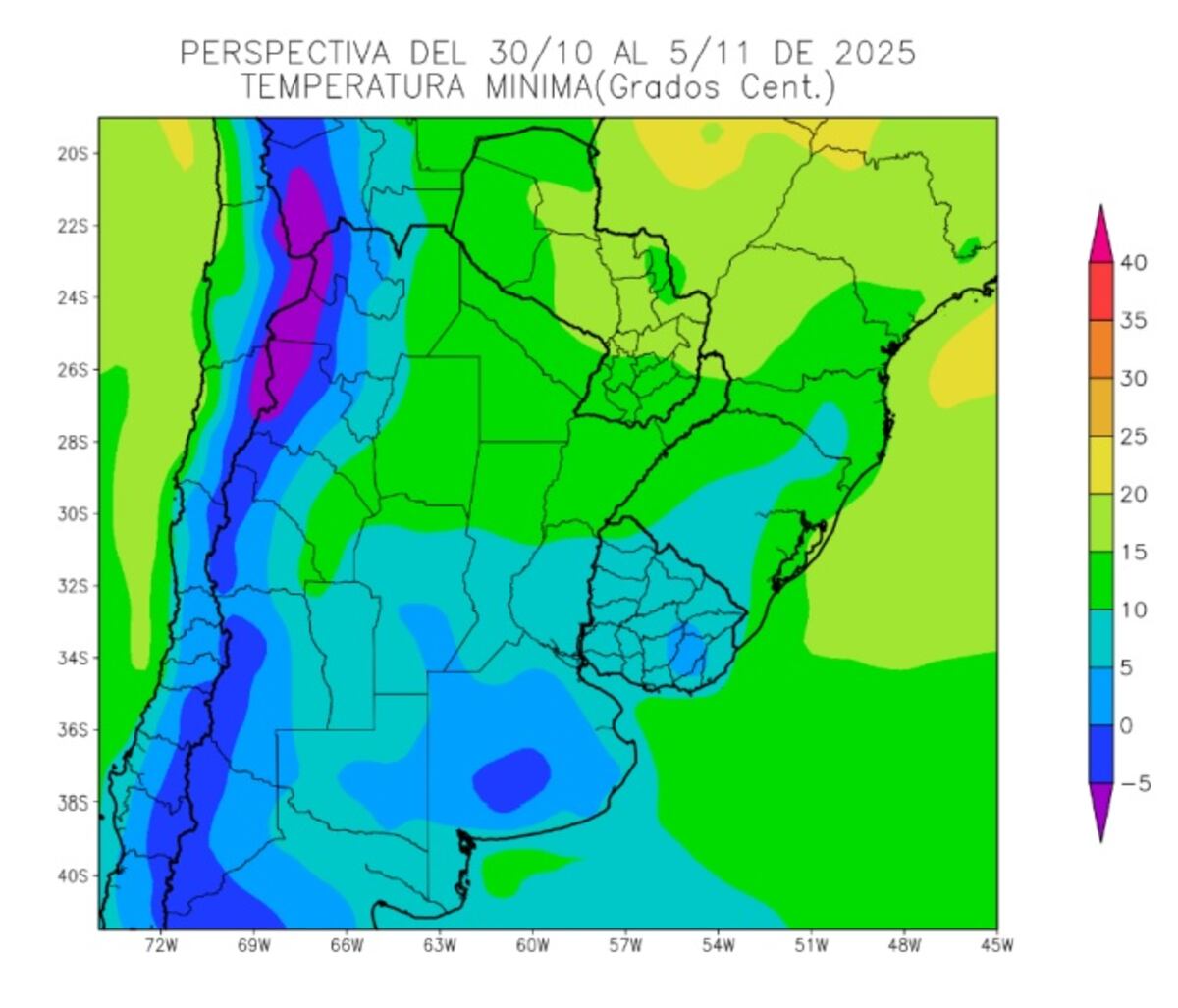 CLIMA. Temperaturas mínimas (Gentileza Bolsa de Cereales)