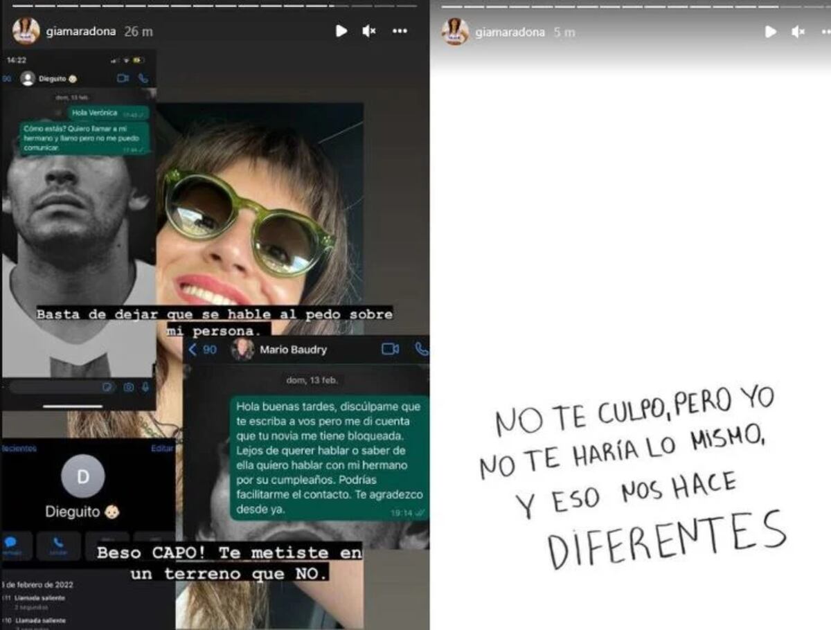 Las historias que subió Gianinna Maradona en Instagram.