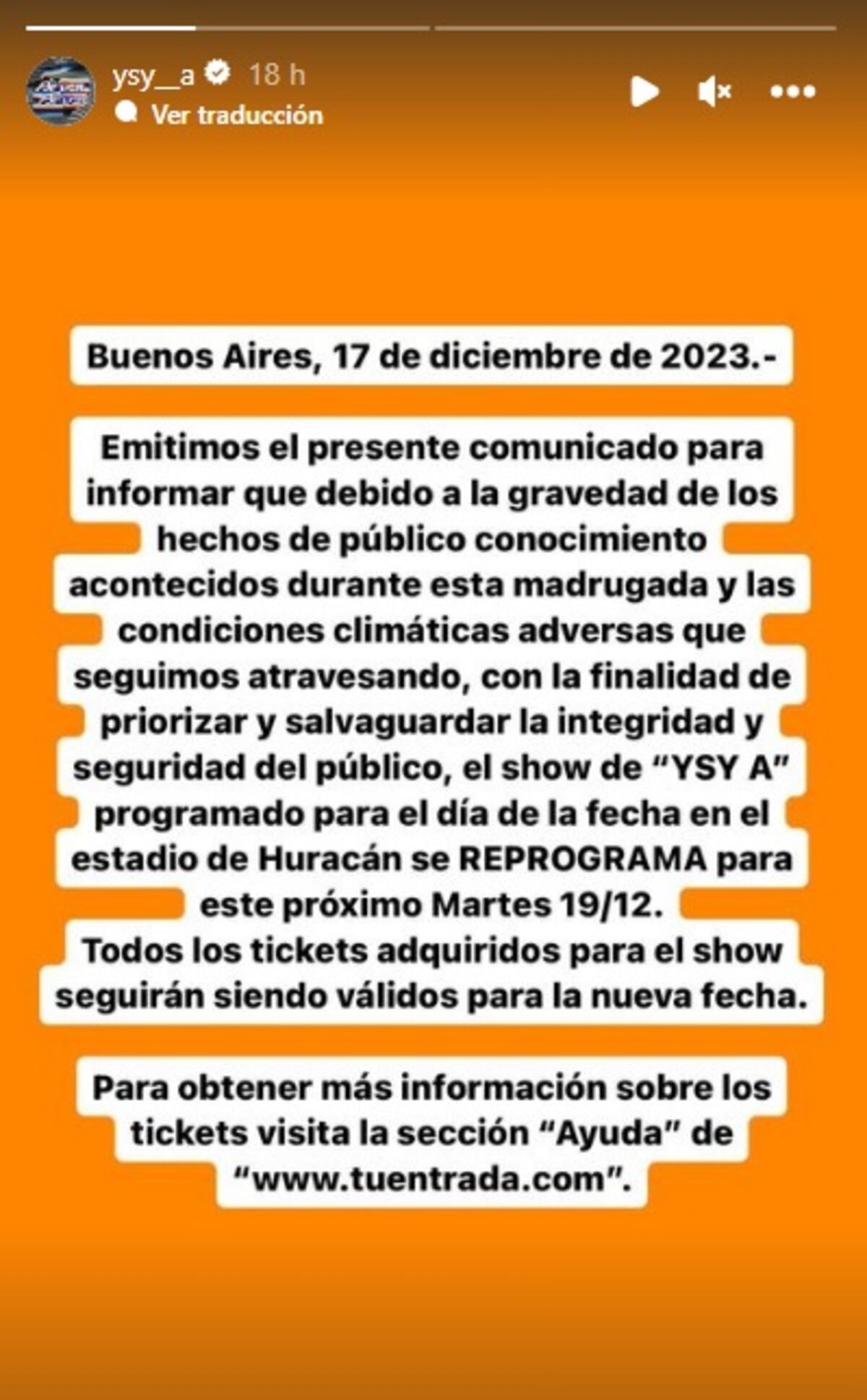 Ysy A reprogramó su primer estadio (Captura de pantalla)