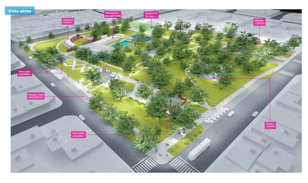 Archivo. Así se verá el Parque Los Algarrobos una vez que termine la intervención prevista por la Municipalidad de Córdoba. (La Voz)