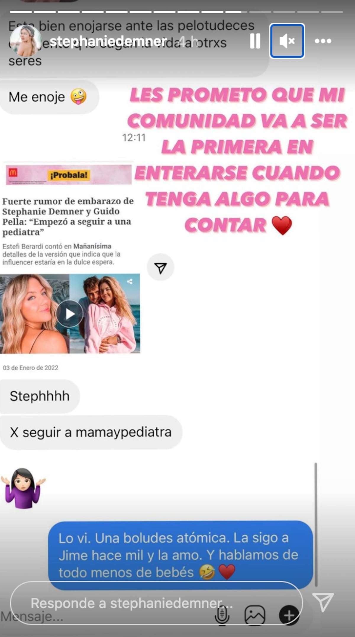Stephanie despeja dudas sobre su embarazo