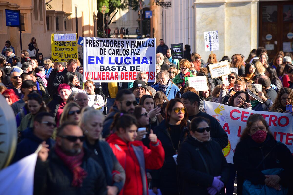 Paro total y movilización por la ley de emergencia en discapacidad en Córdoba. (Pedro Castillo / La Voz)