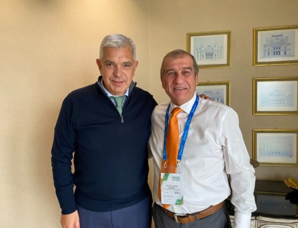 A TODO TRIGO. El ministro Julián Domínguez y el titular de la Federación de Acopiadores, Fernando Rivara. (La Voz)