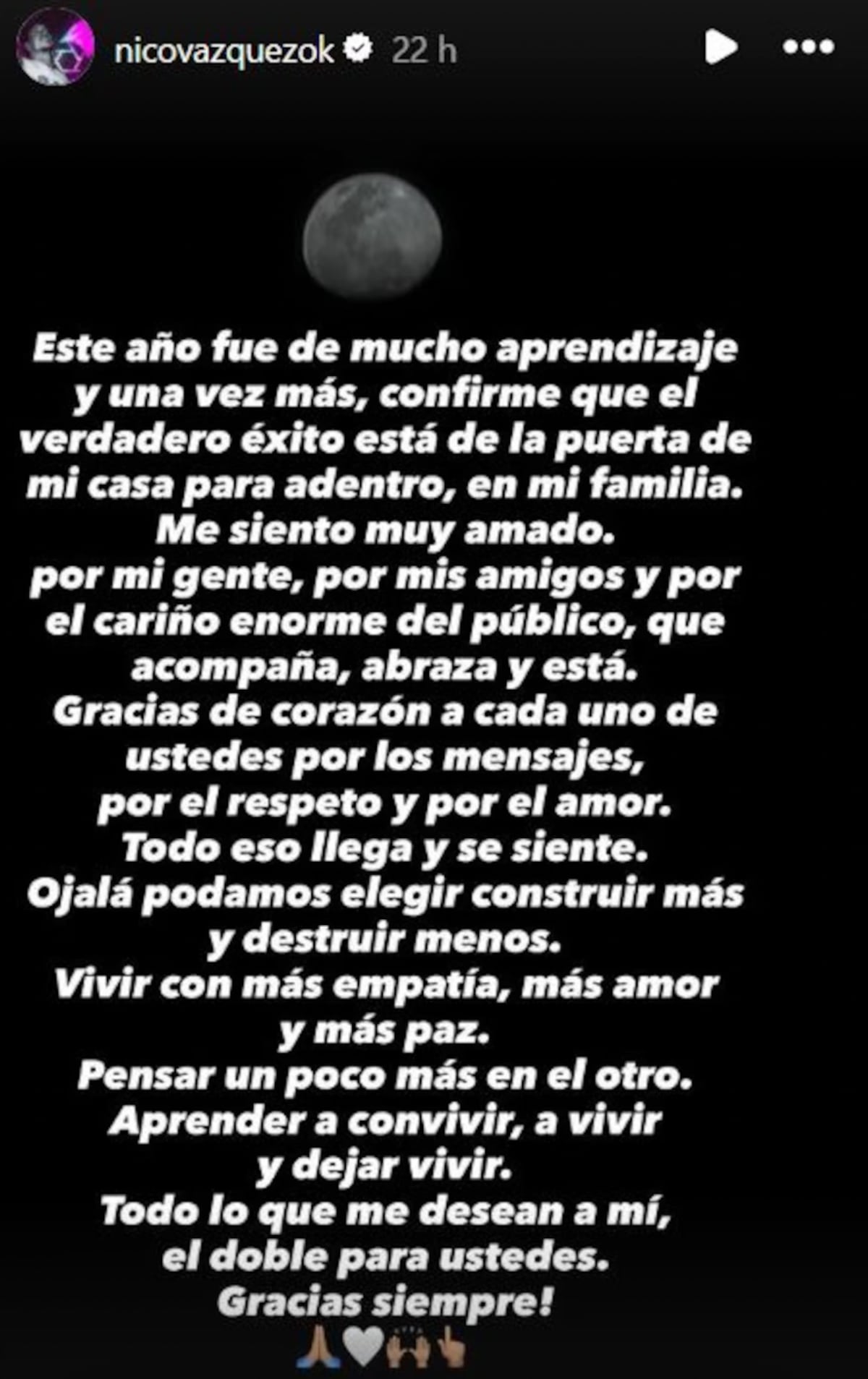 La reflexión de Nicolás Vázquez en Instagram que conmovió a sus seguidores. (Foto: Captura de pantalla)