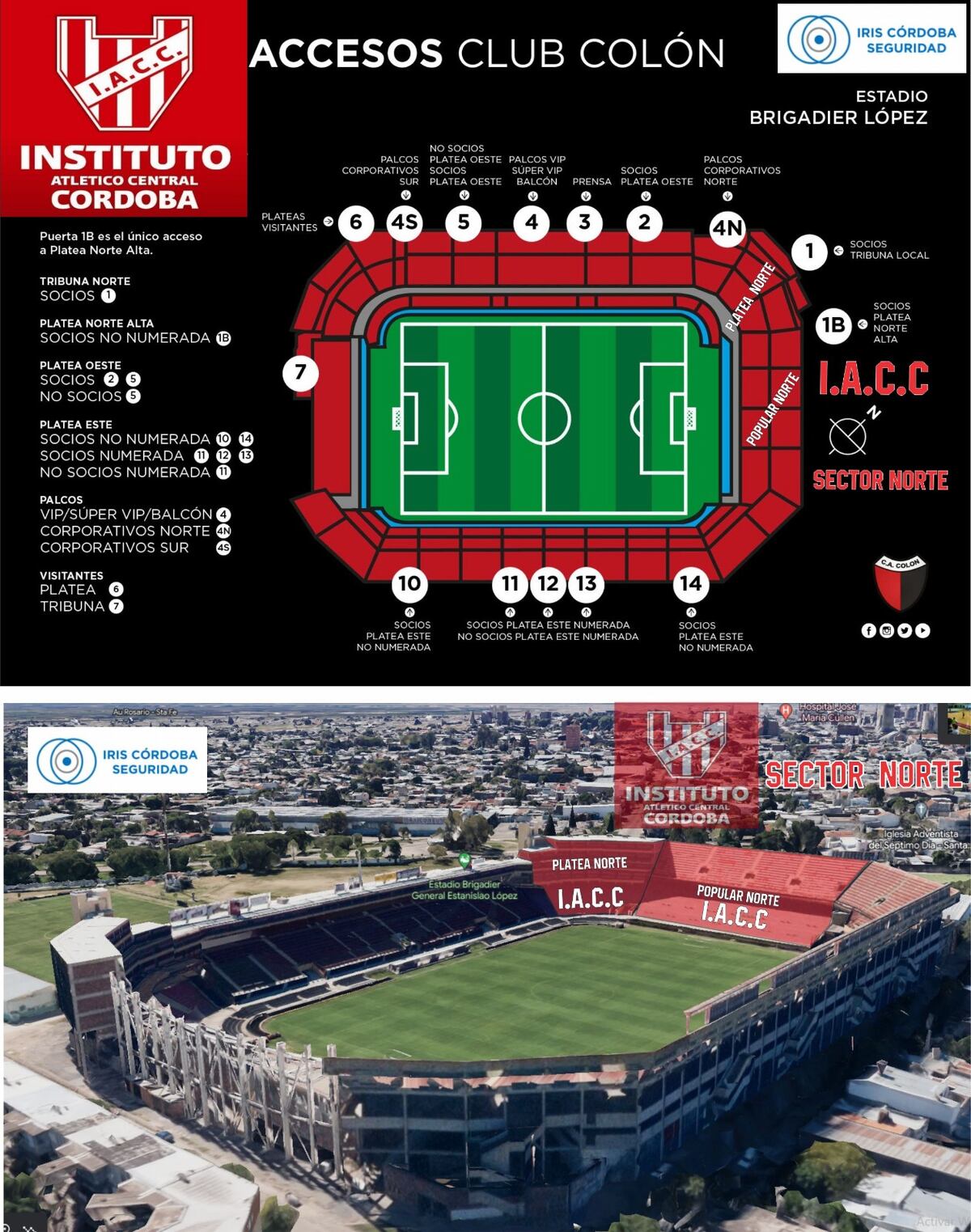 La ubicación de la gente de la Gloria en la cancha de Colón. (Gentileza).
