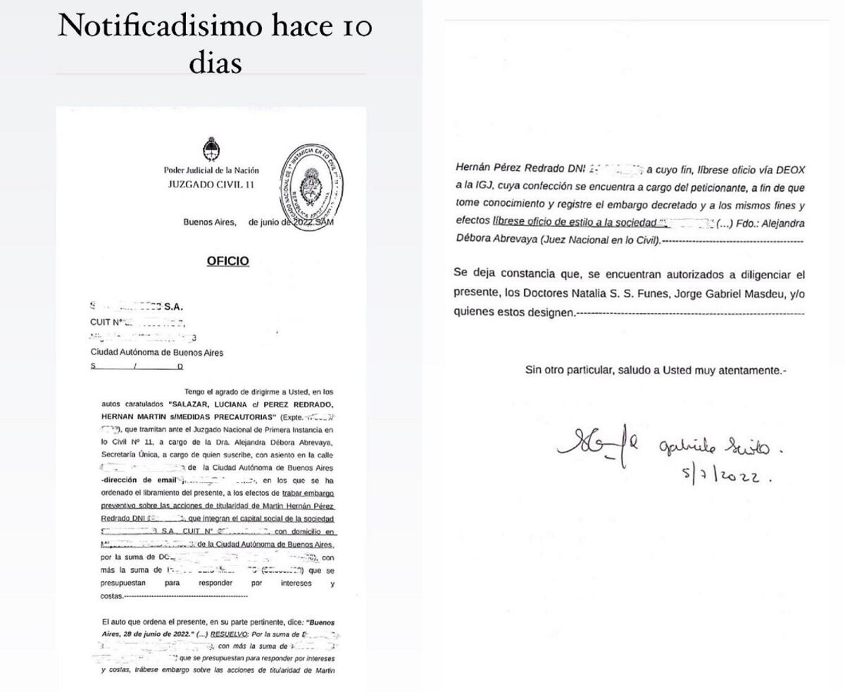 Salazar desmintió a Redrado, que dijo no haber sido notificado. (Instagram).