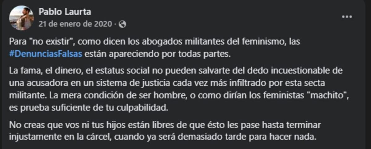 Los posteos de Pablo Laurta en redes sociales.