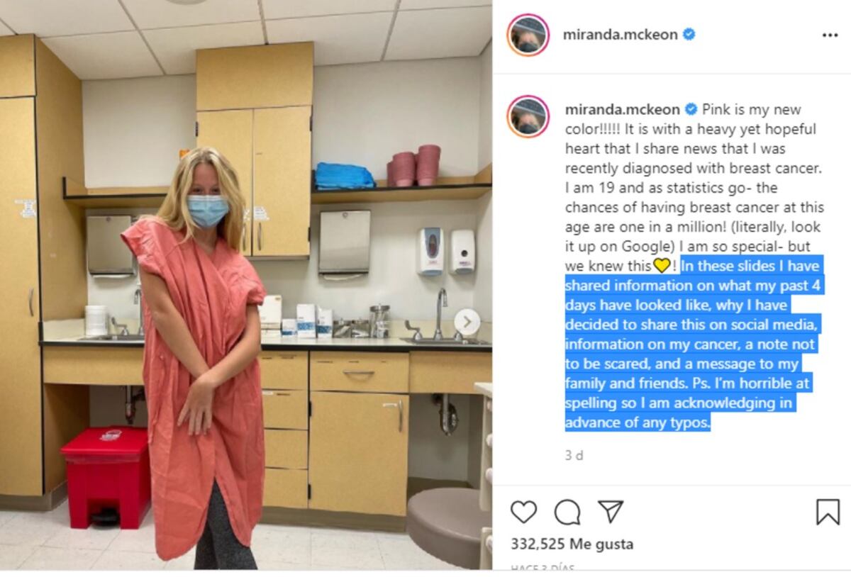 Miranda Mckeon inició con esperanza su tratamiento contra el cáncer (Captura de redes).