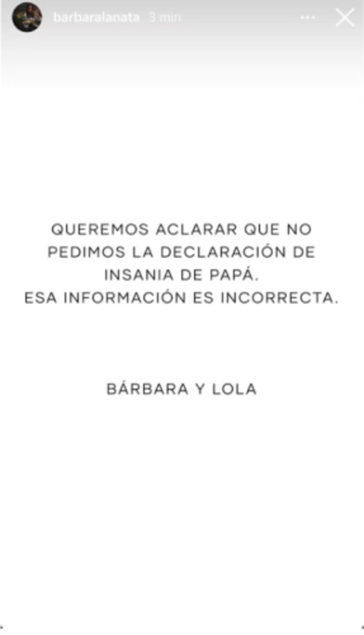 El mensaje de las hijas de Lanata. (Captura)