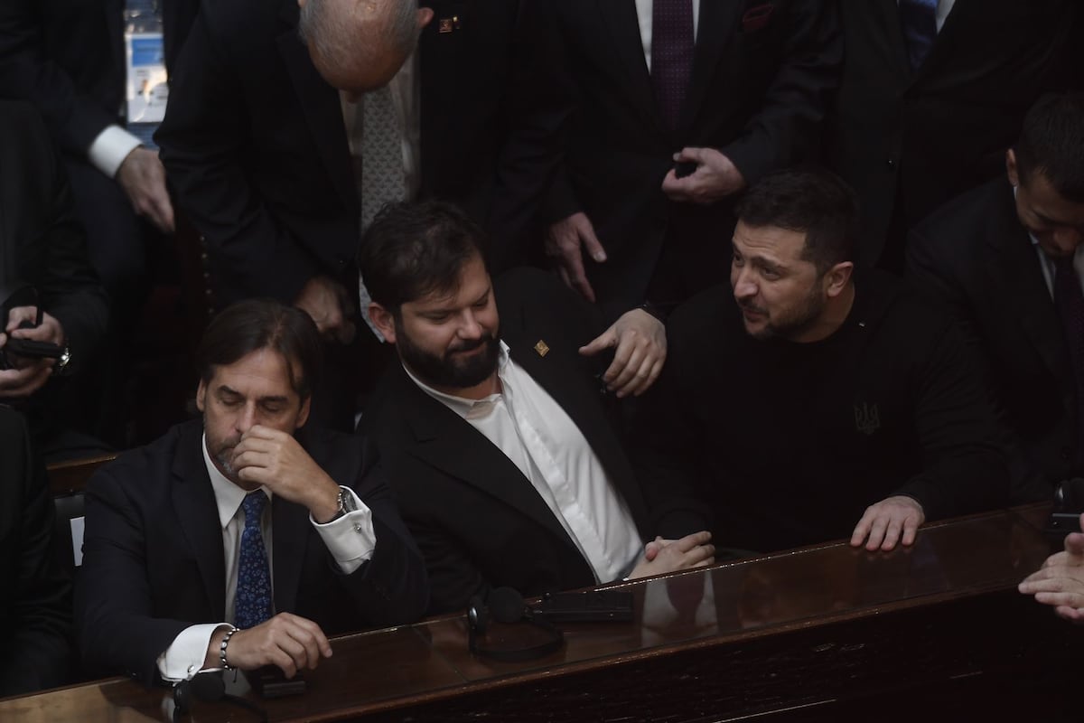 Zelensky en el acto de Javier Milei. (La Voz / Federico López Claro)