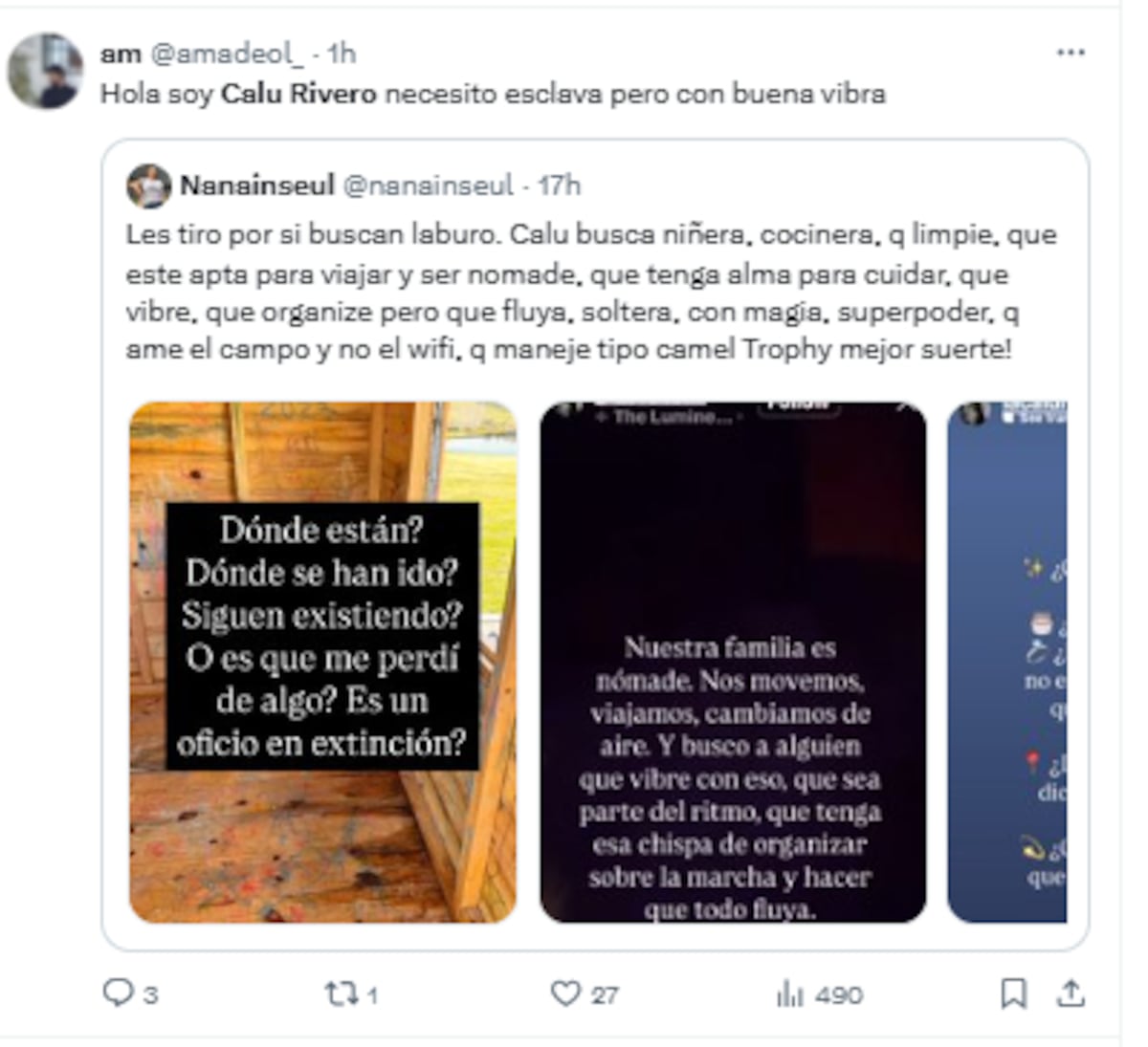 La búsqueda de Calu Rivero. (Captura)