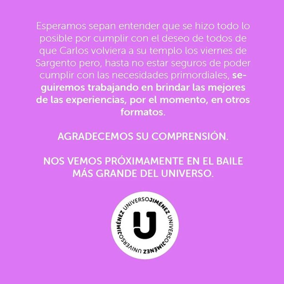 El cierre del mensaje de la productora de La Mona.