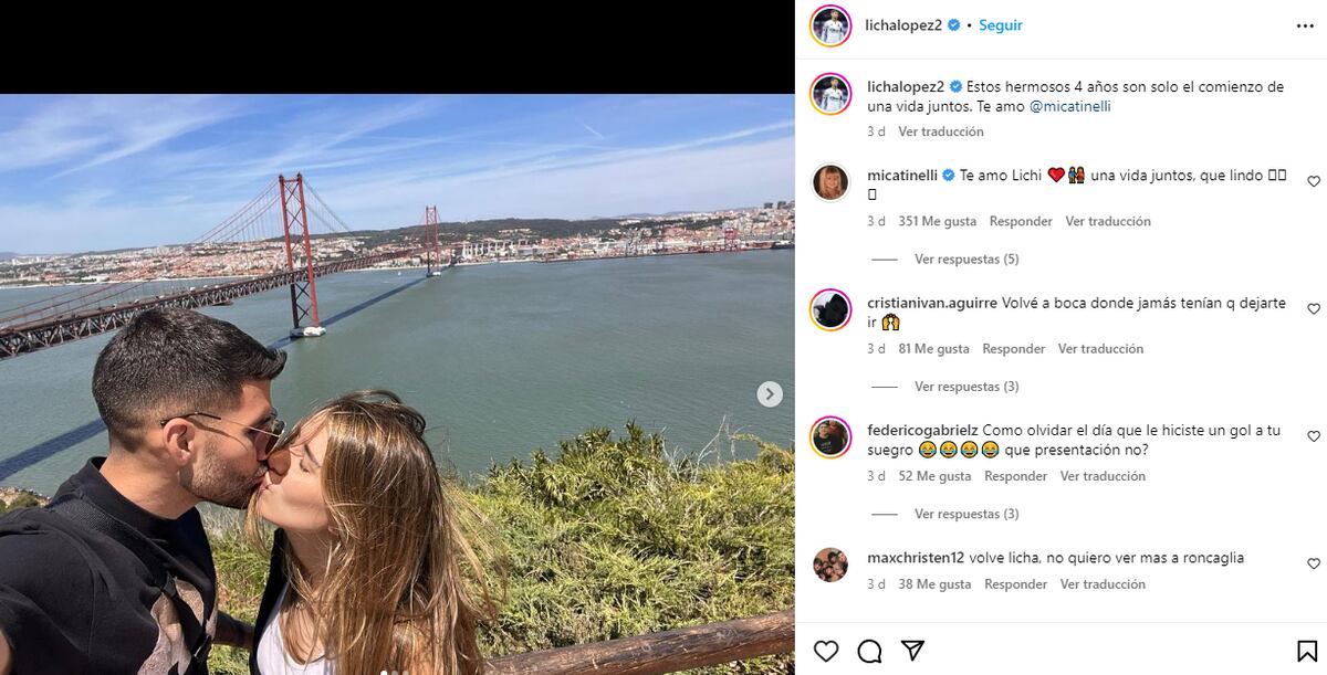 Licha López y Mica Tinelli celebraron un nuevo aniversario. (Instagram Licha López)