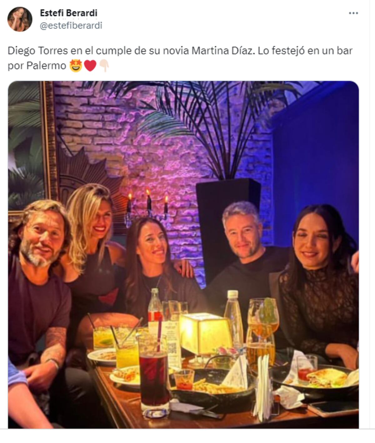 Diego Torres y Martina Díaz, su nueva novia. (Twitter Estefi Berardi)