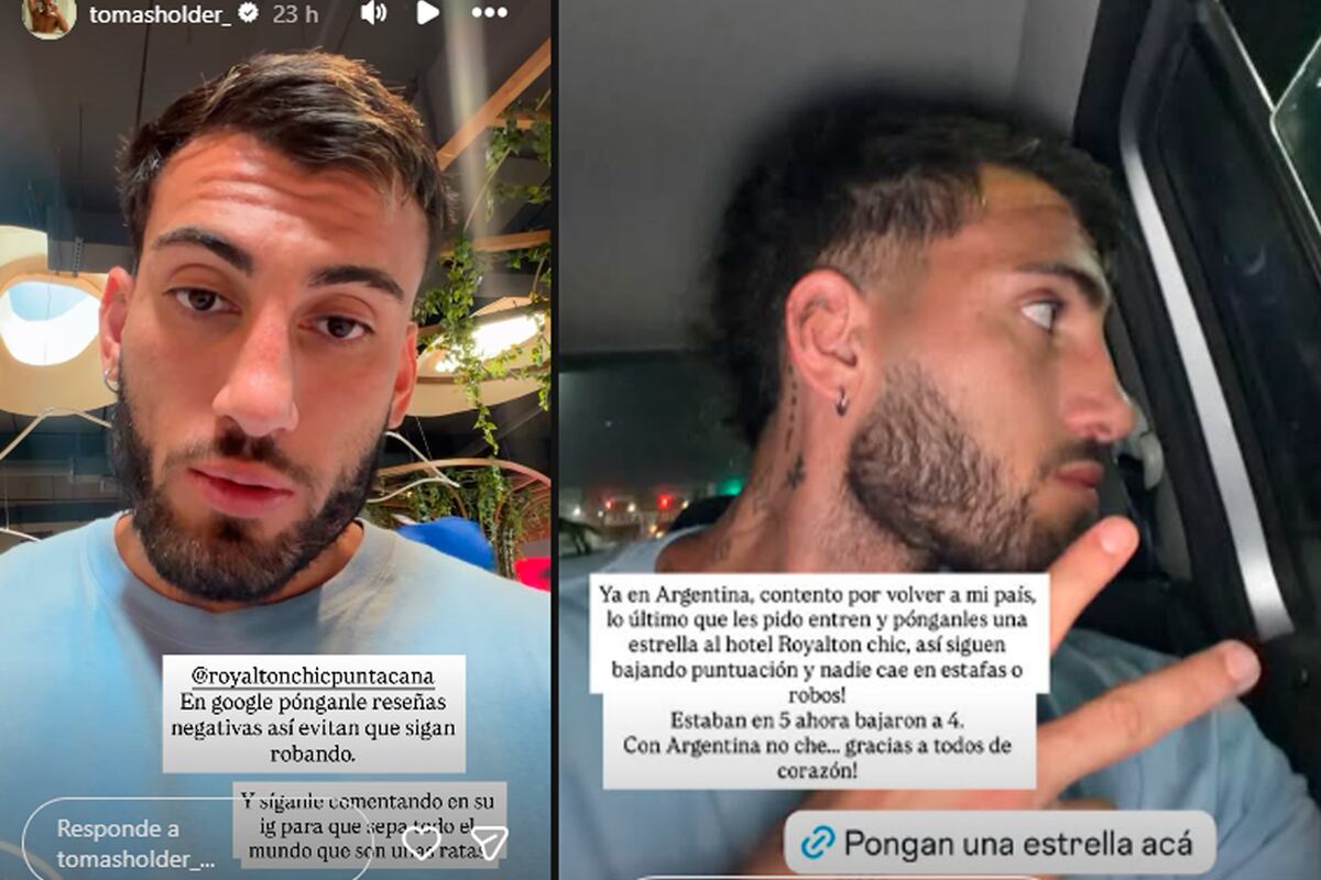Tomás Holder y sus denuncias a un hotel de Punta Cana. Foto: Instagram.
