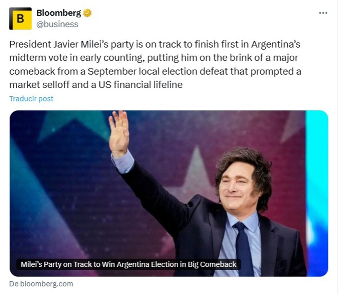 Elecciones Legislativas 2025. Los medios del mundo reflejan el resultado de la elección en Argentina. (Captura)
